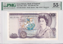 Great Britain, 20 Pounds, 1981/1984, AUNC, p380c, PMG 55 EPQ, Queen Elizabeth II. Potrait
Estimate: USD 100-200