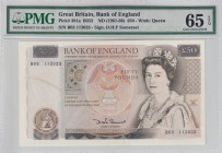 Great Britain, 50 Pounds, 1981/1988, UNC, p381a, PMG 65 EPQ, Queen Elizabeth II. Potrait
Estimate: USD 350-700
