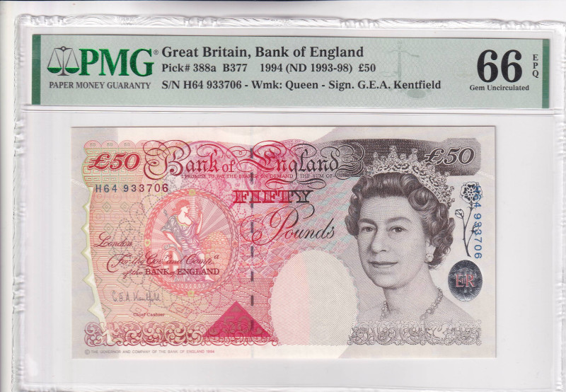 Great Britain, 5 Pounds, 1993/1998, UNC, p388a, PMG 66 EPQ, Queen Elizabeth II. ...