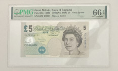 Great Britain, 5 Pounds, 2004, UNC, p391c, PMG 66 EPQ, Queen Elizabeth II. Potrait
Estimate: USD 30-60