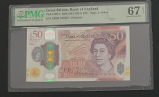 Great Britain, 50 Pounds, 2020, UNC, p397a, PMG 67, High condition, Queen Elizabeth II portrait, Polymer banknote
Estimate: USD 100-200