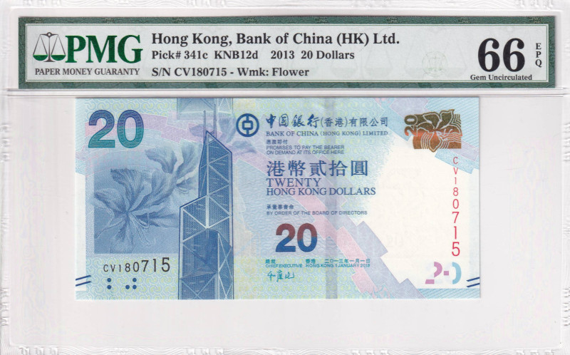 Hong Kong, 20 Dollars, 2013, UNC, p341c, PMG 66 EPQ
Estimate: USD 25-50