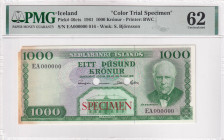Iceland, 1.000 Kronur, 1961, UNC, p46cts, SPECIMEN, PMG 62, Color trial specimen
Estimate: USD 400-800