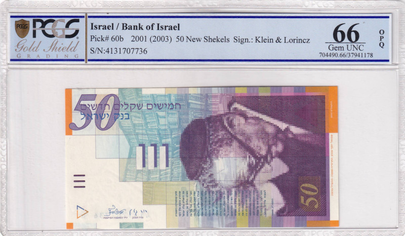 Israel, 50 New Shekels, 2003, UNC, p60b, PCGS 66 OPQ
Estimate: USD 50-100