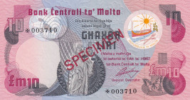 Malta, 10 Liri, 1979, UNC, p36CS1, SPECIMEN, Collector Series, without dots for the blind at upper right
Estimate: USD 30-60