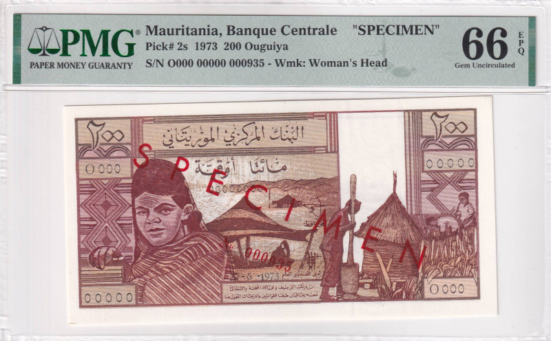 Mauritania, 200 Ouguiya, 1973, UNC, p2s, SPECIMEN, PMG 66 EPQ
Estimate: USD 200-...