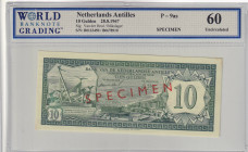 Netherlands Antilles, 10 Gulden, 1976, UNC, p9as, SPECIMEN, WBG 60
Estimate: USD 200-400