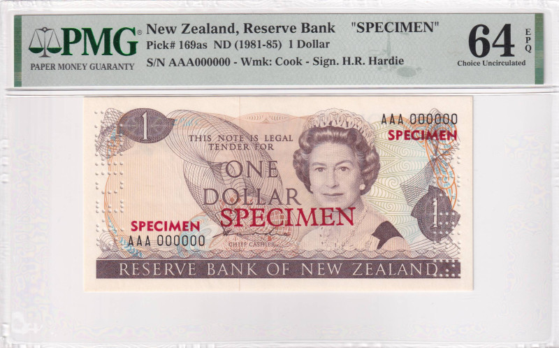 New Zealand, 1 Dollar, 1981/1985, UNC, p169as, SPECIMEN, PMG 64 EPQ
Estimate: US...