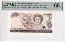 New Zealand, 1 Dollar, 1981/1992, UNC, p169c, PMG 66 EPQ, Queen Elizabeth II. Potrait
Estimate: USD 25-50