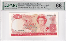 New Zealand, 5 Dollars, 1989/1992, UNC, p171c, PMG 66 EPQ, Queen Elizabeth II. Potrait
Estimate: USD 50-100