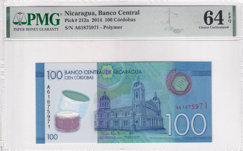 Nicaragua, 100 Cordobas, 2014, UNC, p212a, PMG 64 EPQ, Polymer
Estimate: USD 30-...