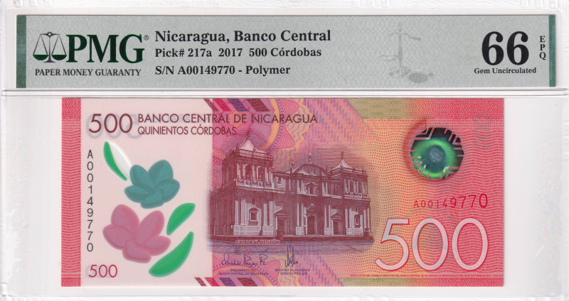 Nicaragua, 500 Cordobas, 2017, UNC, p217a, PMG 66 EPQ
Estimate: USD 40-80