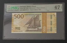 Norway, 500 Kroner, 2018, UNC, p56a, PMG 67 EPQ, High condition

Estimate: USD 100-200