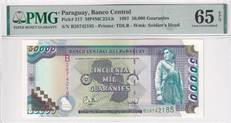 Paraguay, 50.000 Guarani, 1997, UNC, p217, PMG 65 EPQ
Estimate: USD 200-400