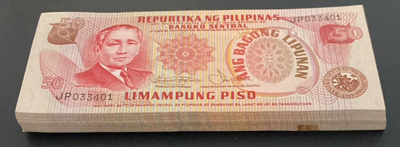 Philippines, 50 Piso, 1978, UNC, p163b, BUNDLE, (Total 100 Banknotes)
Estimate: ...