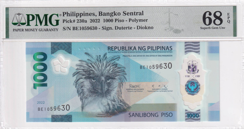 Philippines, 1.000 Piso, 2022, UNC, p230a, PMG 68 EPQ, High Condition
, Polymer
...