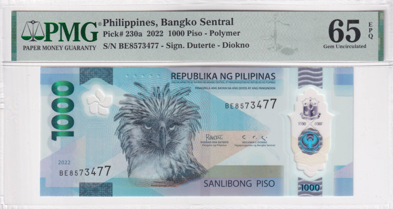 Philippines, 1.000 Piso, 2022, UNC, p230a, PMG 65 EPQ, Polymer
Estimate: USD 40-...