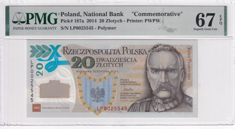 Poland, 20 Zlotych, 2014, UNC, p187a, PMG 67 EPQ, High Condition, Commemorative,...