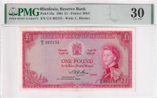 Rhodesia, 1 Pound, 1964, UNC, p25a, PMG 30, Queen Elizabeth II. Potrait
Estimate: USD 150-300