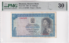 Rhodesia, 10 Shilings, 1968, VF, p27b, PMG 30, Queen Elizabeth II. Potrait
Estimate: USD 150-300