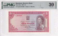 Rhodesia, 1 Pound, 1967, VF, p38c, PMG 30, Queen Elizabeth II. Potrait
Estimate: USD 150-300