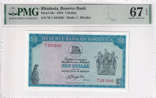 Rhodesia, 1 Dollar, 1978, UNC, p34c, PMG 67 EPQ, High condition

Estimate: USD 70-140