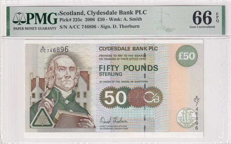 Scotland, 50 Pounds, 2006, UNC, p225c, PMG 66 EPQ
Estimate: USD 300-600