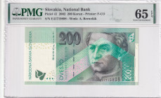 Slovakia, 200 Korun, 2002, UNC, p41, PMG 65 EPQ
Estimate: USD 50-100