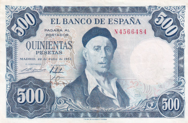 Spain, 500 Pesetas, 1954, XF, p148a
Estimate: USD 30-60