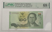 Thailand, 20 Baht, 2013, UNC, p118, PMG 68 EPQ, High Condition

Estimate: USD 25-50