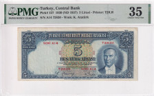 Turkey, 5 Lira, 1937, VF, p127, 2.Emission, PMG 35
Estimate: USD 150-300