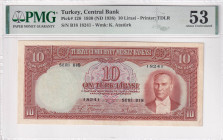 Turkey, 10 Lira, 1938, AUNC, p128, 2.Emission, PMG 53
Estimate: USD 1.500-3.000