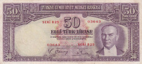Turkey, 50 Lira, 1938, VF, p129, Light stained
Estimate: USD 300-600