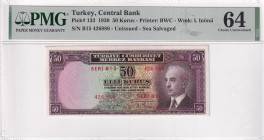 Turkey, 50 Kuruş, 1930, UNC, p133, 2.Emission, PMG 64, Sinking Ship
Estimate: USD 50-100