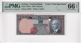 Turkey, 50 Kuruş, 1930, UNC, p133cts, 2.Emission, PMG 66 EPQ, SPECIMEN, Color trial specimen
Estimate: USD 2.500-5.000
