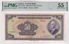 Turkey, 50 Lira, 1942, AUNC, p142a, 3.Emission
Estimate: USD 1.500-3.000