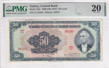 Turkey, 50 Lira, 1947, VF, p143a, 3.Emission, PMG 20
Estimate: USD 200-400