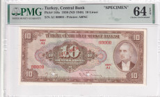 Turkey, 10 Lira, 1948, UNC, p148s, SPECIMEN, PMG 64 EPQ
Estimate: USD 150-300