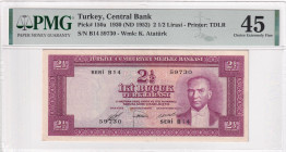 Turkey, 2 1/2 Lira, 1952, XF, p150, 5.Emission, PMG 45
Estimate: USD 150-300