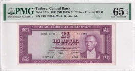 Turkey, 2 1/2 Lira, 1955, UNC, p151, PMG 65 EPQ
Estimate: USD 400-800
