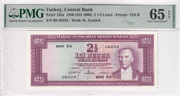Turkey, 2 1/2 Lira, 1960, UNC, p153, 5.Emission, PMG 65 EPQ
Estimate: USD 400-800