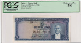 Turkey, 5 Lira, 1952, AUNC, p154, 5.Emission, PCGS 58
Estimate: USD 100-200