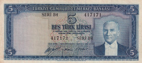 Turkey, 5 Lira, 1952, XF, p154, 5.Emission
Estimate: USD 60-120
