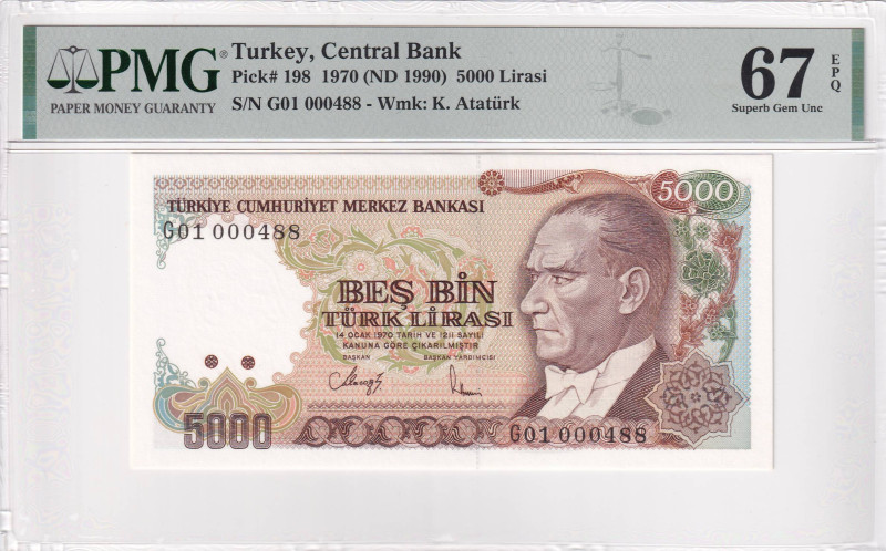 Turkey, 5.000 Lira, 1990, UNC, p198, 7.Emission, PMG 67 EPQ, High condition
, "G...