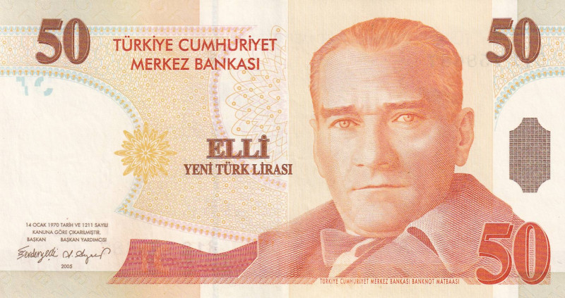 Turkey, 50 Lira, 2005, AUNC, p220, 8. Emisyon
Estimate: USD 20-40