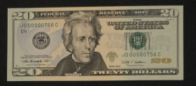 United States of America, 20 Dollars, 2009, UNC, p533, First Thousand Serial Numbers
Estimate: USD 75-150