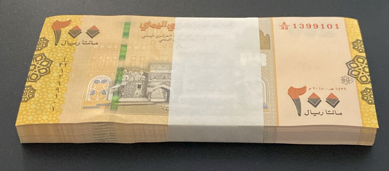 Yemen Arab Republic, 200 Rials, 2018, UNC, p38b, BUNDLE, (Total 100 Banknotes)
E...