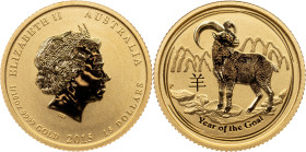 Elizabeth II., 15 Dollars (1/10 Oz) 2015, Perth, Year of the Goat, Lunar Series II.