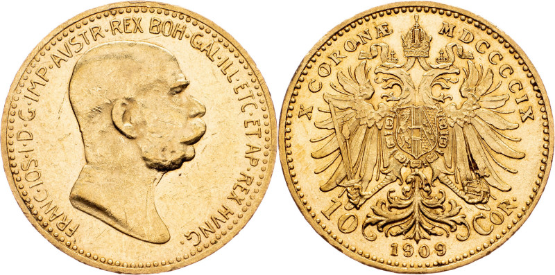 Franz Joseph I., 10 Kronen 1909, Vienna Franz Joseph I., 10 Kronen 1909, Vienna,...