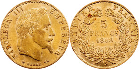 Napoleon III., 5 Francs 1868, BB